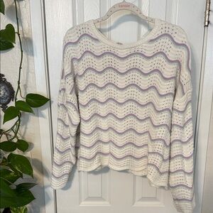 Francesca's Collections White and Purple Sweater